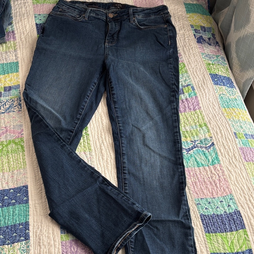 NYDJ Sherri Slim Blue Straight Leg Jeans Size 10